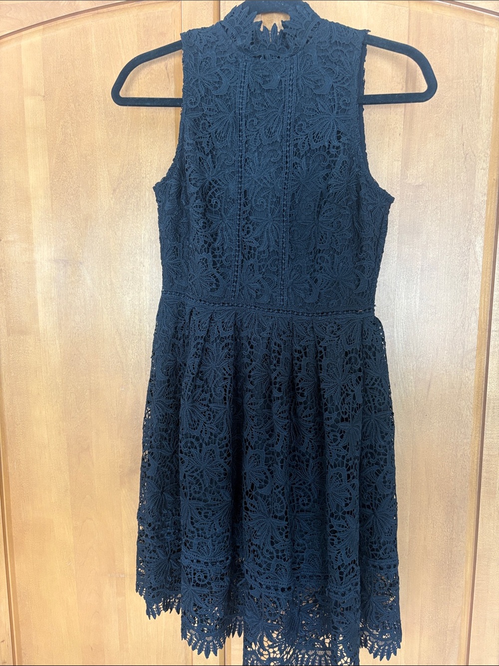 JOA Black Lace Halter, Sleeveless Fit & Flare Dress